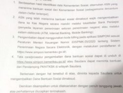Dinas Sosial Taput Apresiasi Surat Kemensos Adanya ASN Terima Bansos