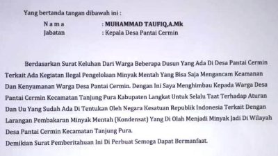 Dapur Ilegal Meresahkan Warga Tanjung Pura Langkat