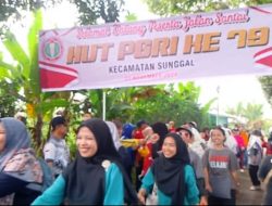 Meriahkan HUT PGRI ke-79, Ratusan Guru di Kecamatan Sunggal Senam Gebyar dan Jalan Sehat