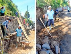 Pemdes Berjo Bangun Talud Jalan dari PAD